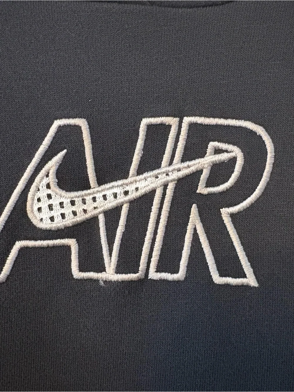 Nike girls black and white AIR embroidered crop hoodie size large
